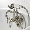 Kingston Brass CA1007T8 3-3/8" Tub Wall Mount Clawfoot Tub Faucet with Hand Shower, Brushed Nickel CA1007T8